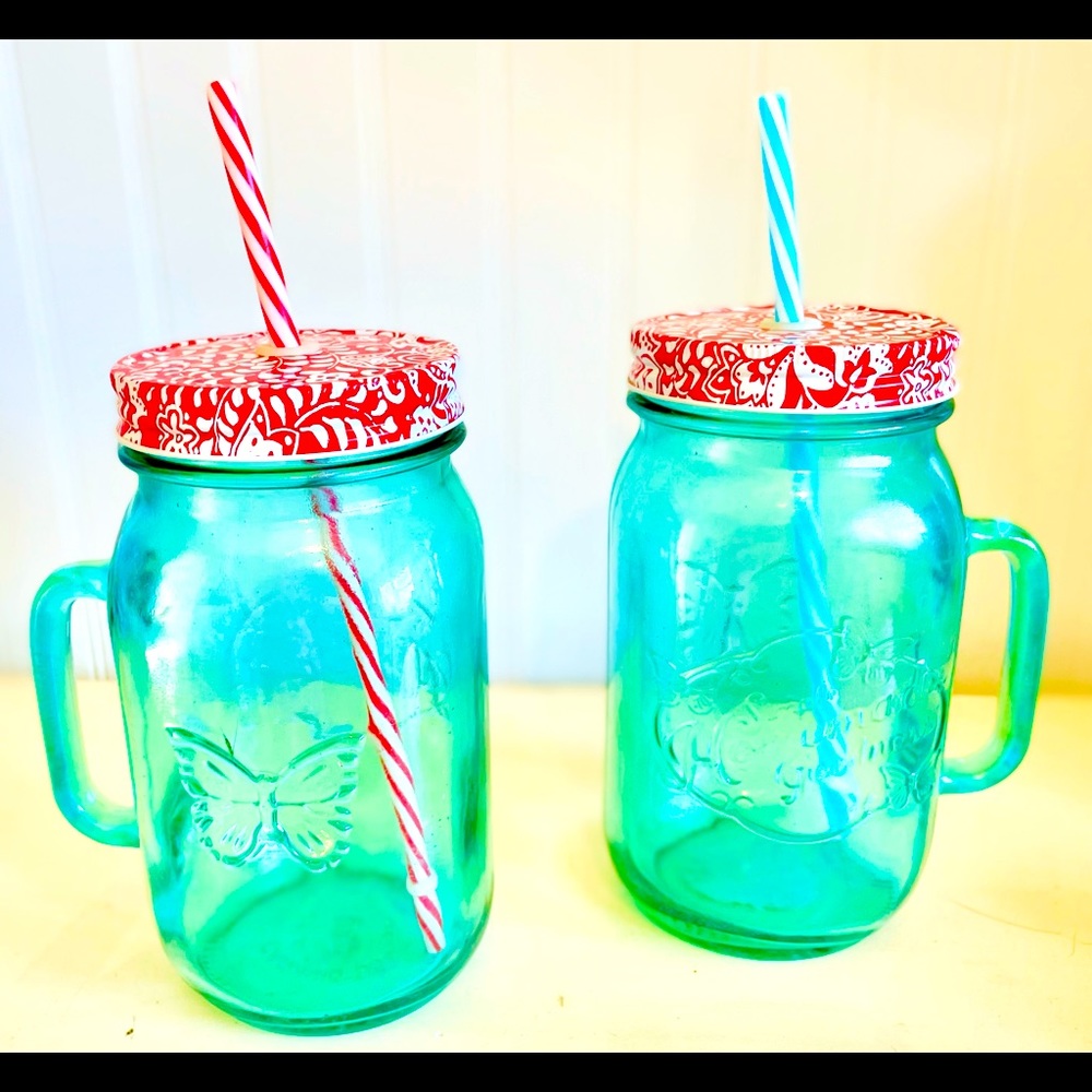 Pioneer Women handle mugs with straws 💙